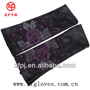 Chinesische Stil Lange Leder fingerless Handschuhe